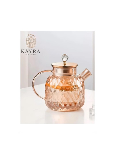 Kabartmalı Borosilikat Cam Demlik 1000ml Royaleks-cm-2006 Şeffaf