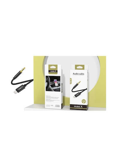 Mobilx M-x02 Lightning To 3.5mm Aux Ses Kablosu Apple Uyumlu iPhone , Stereo Ses Destekli, Altın Uçlu