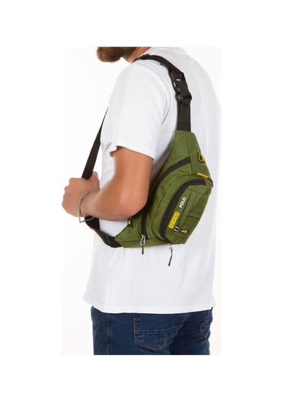 Newish Polo Unisex Haki Su Geçirmez Usb Ve Kulaklık Girişli Bel Ve Omuz Çanta Freebag Haki - Erkek Bel Çantası Yeşil - Kamuflaj