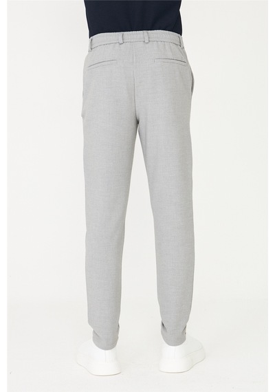 Gri Bağcıklı Smart Casual Pantolon Gri