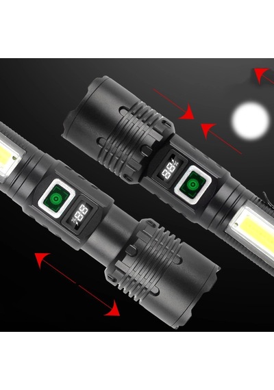 Ws-4848 1500 Lümen 15 Watt Dijital Göstergeli Mıknatıslı Şarjlı El Feneri Çok Renkli