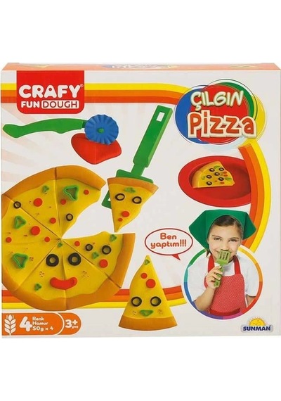 Crafy Çılgın Pizza Oyun Hamuru Seti 200 G 10 Parça Çok Renkli