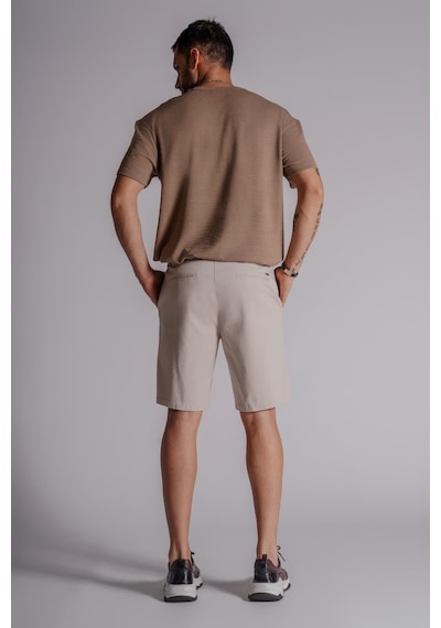 Braccas Erkek Yandan Cepli Klasik Bel Relaxed Fit Chino Şort Bej Bej