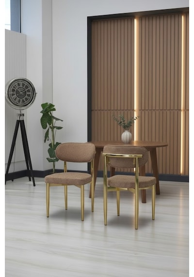 Polo Sandalye Gold Ayak 4 Adet Açık Kahve Açık Kahve