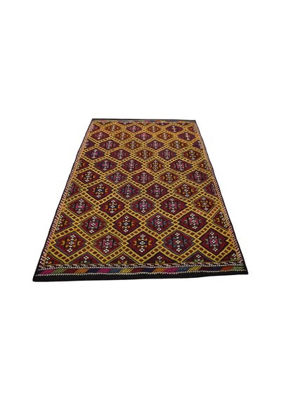 Kilim Antik El Dokuması Yün Anadolu Çumra Yörük Cecim Kilimi 0052 - Yeni - Çok Renkli