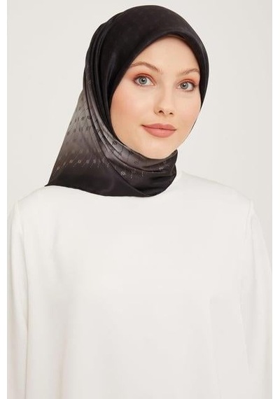 Armine İpek Eşarp Nostalji - 9003-08 Siyah Sura Siyah Gri
