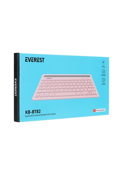 Everest Pembe-gri Bluetooth Ultra İnce+şarjlı Q Mac-win-android-Apple Uyumlu iOS Kablosuz Klavye
