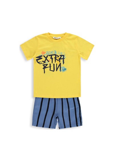 Civil Boys Extra Fun Baskılı 2-5 Yaş Takım - Sarı Sarı-indigo