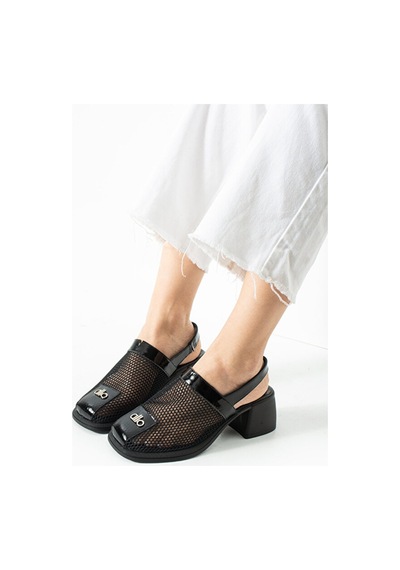 Dericia Shoes Moment Kadın Hakiki Deri Rugan Detaylı Fileli Günlük Rahat Yumuşa Siyah