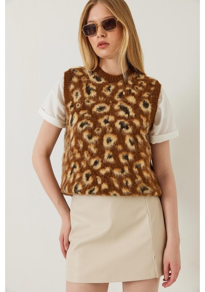Shade Kadın Şardonlu Leopar Desenli Süveter 20246281 - Kahverengi-camel Çok Renkli