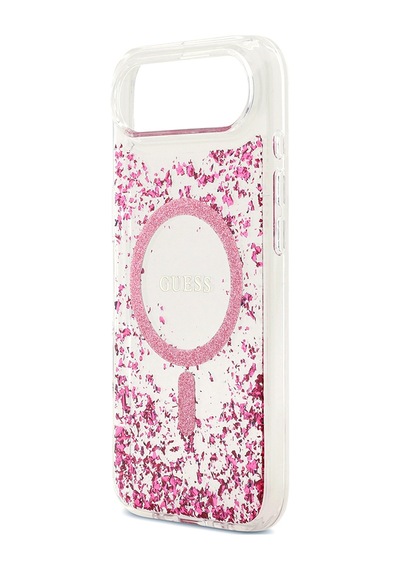 Apple Uyumlu iPhone 17 Air Kılıf Guess Lisanslı M-safe Şarj Özellikli Transparan Resin Bottom Kapak Pembe Pembe