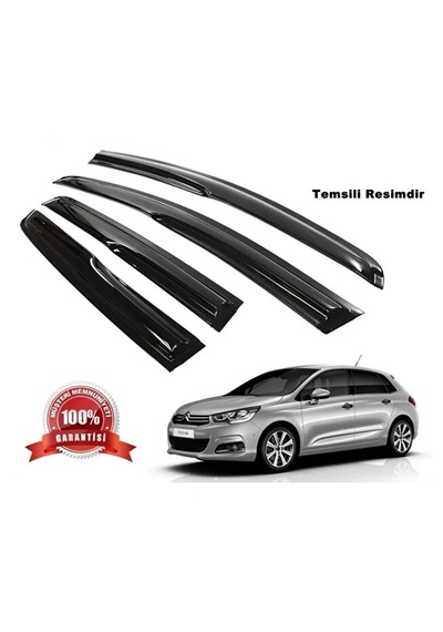 Citroen C4 2012 - 2020 Parlak Siyah Mügen Cam Rüzgarlığı Citroen C4 Tüm Kasalar 4 Lü Set Rüzgarlı