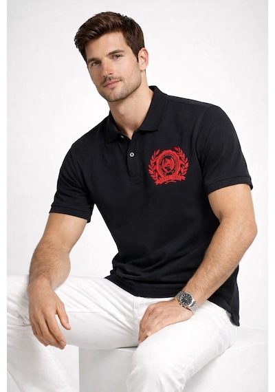 U.S. Polo Assn. Uspa Polo Yaka Baskılı Erkek T-shırt Siyah