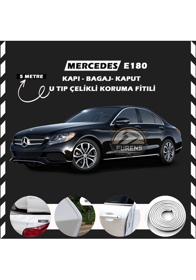 Mercedes E180 Oto Araç Kapı Koruma Fitili 5 Metre Parlak Beyaz Renk