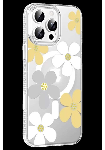 İphone 16 Pro Max Floral Magsafe Kapak - Sarı