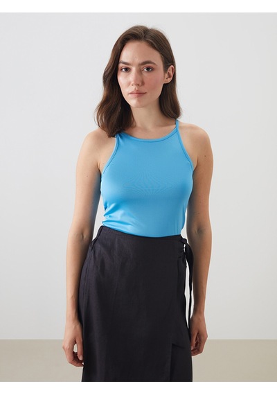 Lcwaıkıkı Classic Mavi Halter Yaka İp Askılı Kadın Atlet