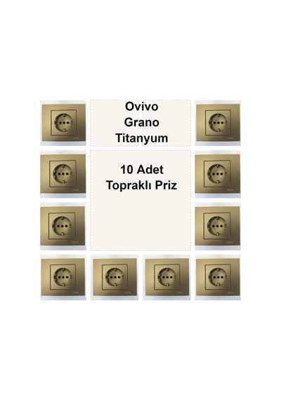 Ovivo Mina Titanyum 10 Adet Topraklı Priz
