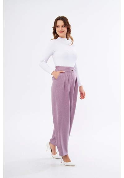 Lovelf Bol Paça Yünefekt Pantolon Lila