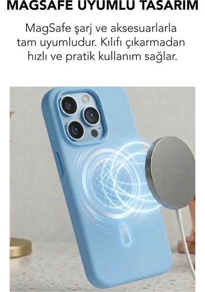 Apple İphone 15 Pro Max Uyumlu Magsafe Lansman Silikon Kılıf Turkuaz