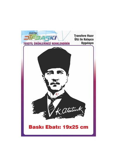Atatürk İmzalı Ütü İle Yapışan Tişört Tekstil Baskı 2921