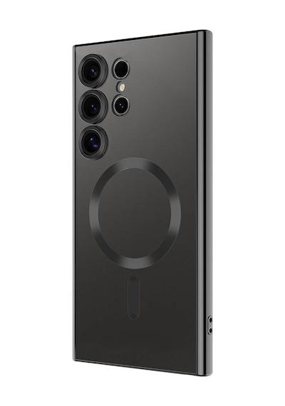 Galaxy Uyumlu S24 Ultra Kılıf Magsafe Kamera Lens Korumalı Logo Gösteren İnce Hafif Pazarplus Siyah