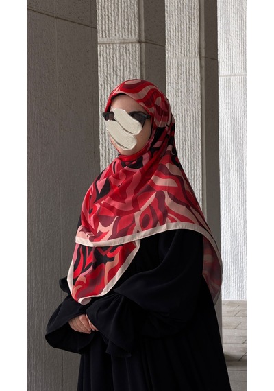 Qalortex Scarf Pamuklu Soft Mihrâ Desen Eşarp-rose