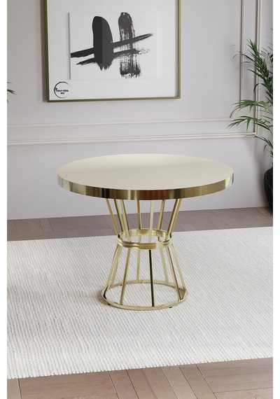 Bohem Polo Yuvarlak Masalı 4 Kişilik Gold Krem Bohem Polo Yuvarlak Masalı 4 Kişilik Gold Krem