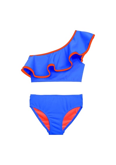 Deep Beach Saks Turuncu Biyeli Kız Çocuk Bikini Takım Db200621bt Açık Mavi