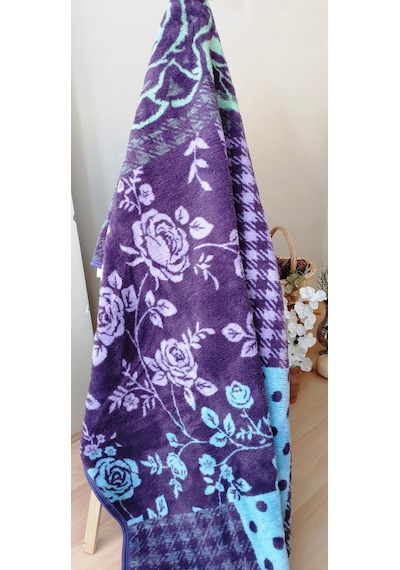Algelsineve Rosenim Mor Peluş Akrilik Çift Kişilik Uşak Battaniye Mor