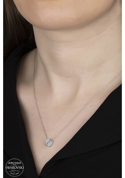 Union Swarovski Zirconia Kadın Pırlanta Montür Gümüş Kolye (550094995)