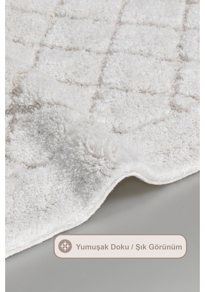 Elart Frio Banyo Halısı Paspas Takımı Pamuklu 2 Adet 60x100 Cm Krem Krem