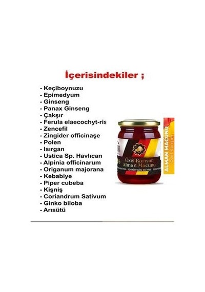 Alman Macunu Erkek Performansa Etkili Özel Karışım 240 Gr X 2 Adet