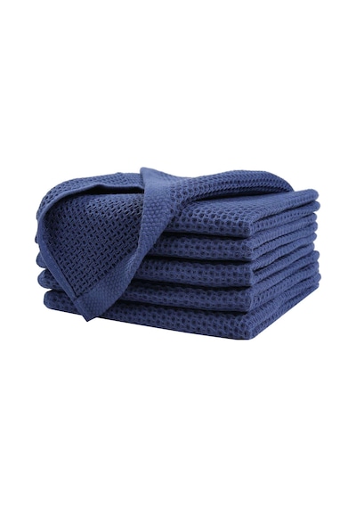 Ultra Yumuşak Emici Mutfak Havlular - 5 Pcs Waffle Dokunma Bulaşık Bezleri Evde Kurutma Yemekleri Dark Blue