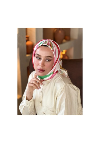 Mentoraly Modakaşmir Soyut Desenli Twill Eşarp sarı