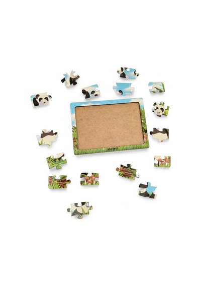 Pandalar 16 Parça Eğitici Öğretici Ahşap Çocuk Puzzle Yapboz Bebek Çocuk Oyuncak
