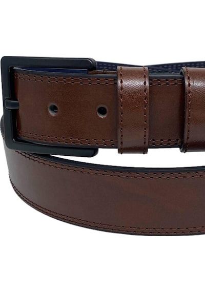 Süzer Deri 4 Cm. Battal Klasik Suni Deri Dikişli Model Kemer Lacivert Kahve