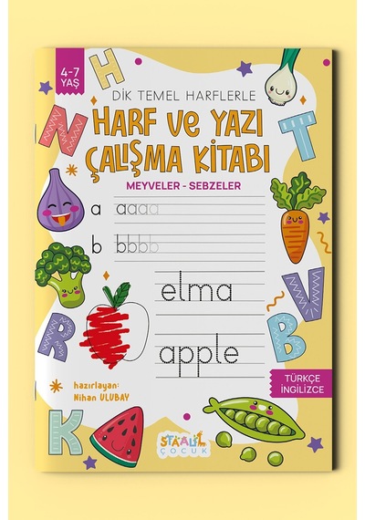Harf Ve Yazı Çalışma Kitabı - Meyveler / Sebzeler Boyama Ve Aktivite Kitabı