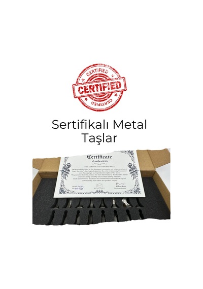 Mc102 Satranç Takımı 25x25cm - Bizans Figürlü Metal Taşlar Gerçek Ağaç Tahta El Yapımı Hediyel