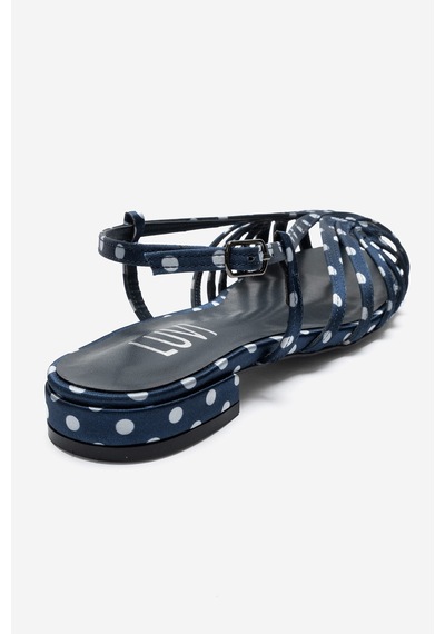 Luvi Shoes Lıss Lacivert Beyaz Puantiyeli Kadın Sandalet