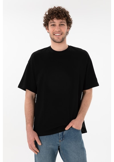 U.S. Polo Assn. Erkek Oversize Fit Bisiklet Yaka Siyah Tişört 50305859-VR046