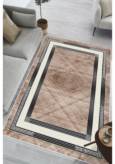Modern Makinada Yıkanabilir Kaydırmaz Taban Leke Tutmaz Oturma Odası Salon Halısı Yolluk Vizon
