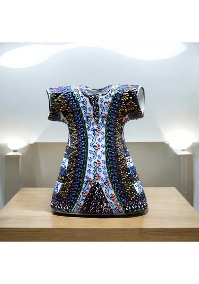 Kaftan Model %100 El Işlemesi,kabartma Desenli Dekoratif Çini Vazo 18 Cm
