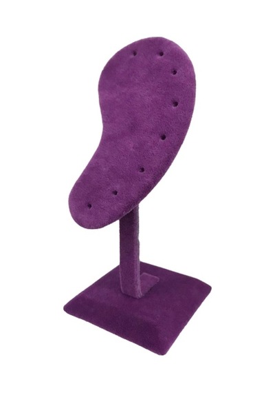 Süet Kumaş Mor Renk 15/5cm Ayaklı Küpe Sergileme Dekoru