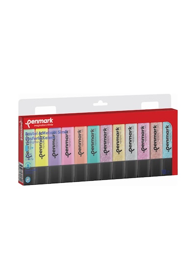 Penmark Fosforlu Kalem 12 Li Karışık Renk 6 Pastel/6 Simli Çok Renkli