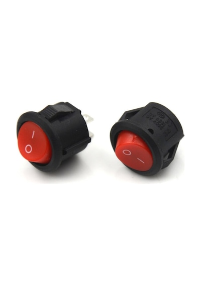 Yuvarlak 2 Pin Anahtar Rocker Switch Mini Buton Kırmızı Aç Kapa