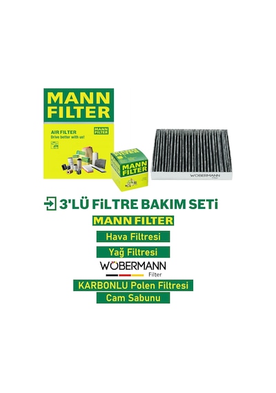 Wöbermann+mann Skoda Fabia 1.4 Benzin Filtre Bakım Seti 2000-2003 3kp Ame-aqw-atz