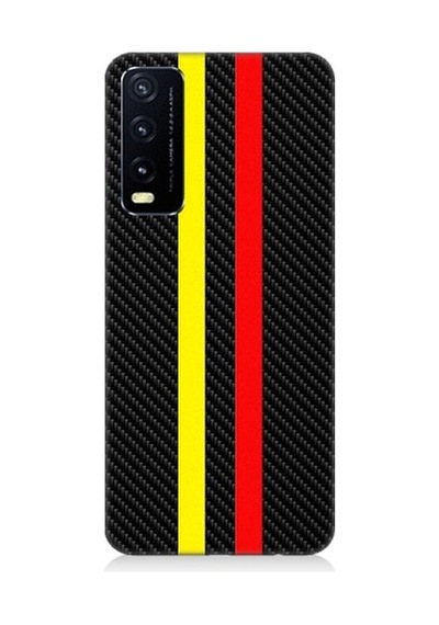 Vivo Y20s Uyumlu Sarı Kırmızı Karbon Motif Desenli Silikon Kılıf