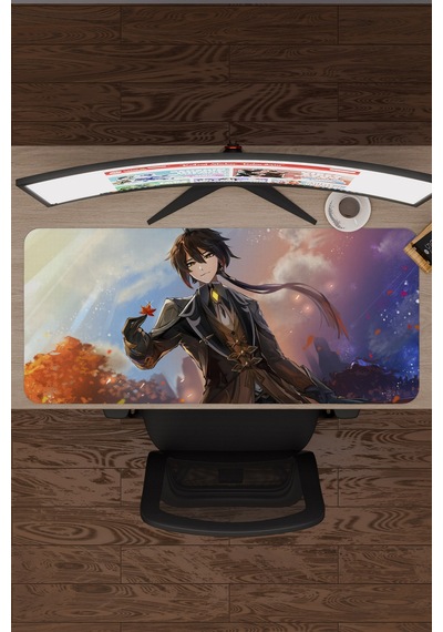 Zhongli Genshin Impact Anime Gacha V5 - 90x40 Xxl Gaming Mouse Pad Fare Altlığı