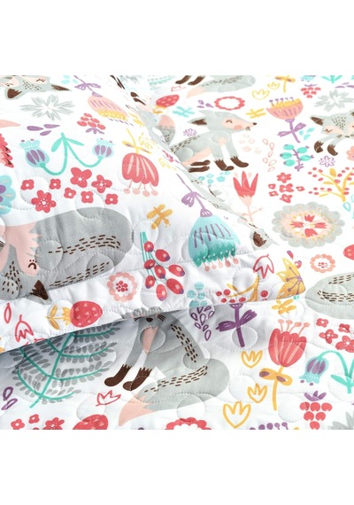 Pixie Fox 6 Parça Yatak Örtüsü Seti, Gri Ve Pembe, 99 Cm X 190 Cm Çok renkli