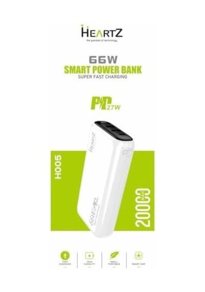 H005 20000 Mah Power Bank Pd 27w Ve Usb 66w Fast Hızlı Şarj Dünya Standartlarına Uygun Polymer Batarya Birebir Amper Lcd Göstergeli Powerbank